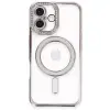 Apple İphone 16 Plus Kılıf Joke Simli Magneticsafe Kılıf - Pembe