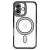 Apple İphone 16 Plus Kılıf Joke Simli Magneticsafe Kılıf - Siyah
