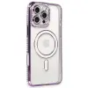 Apple İphone 16 Pro Kılıf Joke Simli Magneticsafe Kılıf - Derin Mor