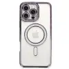Apple İphone 16 Pro Kılıf Joke Simli Magneticsafe Kılıf - Derin Mor