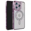 Apple İphone 16 Pro Max Kılıf Joke Simli Magneticsafe Kılıf - Derin Mor