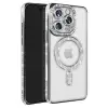 Apple İphone 16 Pro Max Kılıf Joke Simli Magneticsafe Kılıf - Gümüş