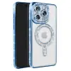 Apple İphone 16 Pro Max Kılıf Joke Simli Magneticsafe Kılıf - Mavi