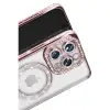 Apple İphone 16 Pro Max Kılıf Joke Simli Magneticsafe Kılıf - Pembe