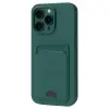 Apple İphone 16 Pro Max Kılıf Kelvin Kartvizitli Silikon - Koyu Yeşil