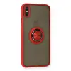 Apple İphone X Kılıf Montreal Yüzüklü Silikon Kapak - Kırmızı