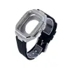 Apple Watch 44mm KR402 Metal Kasa Silikon Kordon - Gümüş