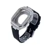 Apple Watch 44mm KR402 Metal Kasa Silikon Kordon - Gümüş