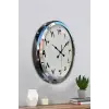 Arapça Rakamlı Krom 52 Cm Metal Duvar Saati