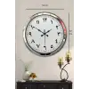 Arapça Rakamlı Krom 52 Cm Metal Duvar Saati