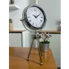 Asalet Krom Üç Ayaklı Metal Masa Saati