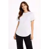 Basic T-Shirt Kısa Kol Bisiklet Yaka Oval Kesim Tişört - Beyaz
