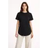 Basic T-Shirt Kısa Kol Bisiklet Yaka Oval Kesim Tişört - Siyah