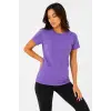 Basic Tişört Bisiklet Yaka Kısa Kol Günlük Yazlık Slim Fit T-Shirt - Mor