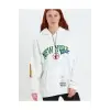 Baskılı Kapüşonlu Sweatshirt - Beyaz