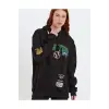 Baskılı Kapüşonlu Sweatshirt - Siyah