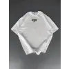 Baskılı Oversize Bisiklet Yaka T-shirt - Beyaz