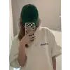 Baskılı Oversize Bisiklet Yaka T-shirt - Beyaz