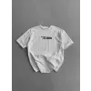 Baskılı Oversize Bisiklet Yaka T-shirt - Beyaz