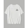 Baskılı Oversize Bisiklet Yaka T-shirt - Beyaz