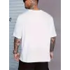 Baskılı Oversize Bisiklet Yaka T-shirt - Beyaz