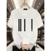 Baskılı Oversize Bisiklet Yaka T-shirt - Beyaz