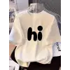 Baskılı Oversize Bisiklet Yaka T-shirt - Beyaz