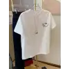 Baskılı Oversize Bisiklet Yaka T-shirt - Beyaz