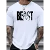 Baskılı Oversize Bisiklet Yaka T-shirt - Beyaz