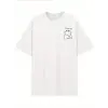 Baskılı Oversize Bisiklet Yaka T-shirt - Beyaz