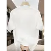 Baskılı Oversize Bisiklet Yaka T-shirt - Beyaz