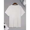 Baskılı Oversize Bisiklet Yaka T-shirt - Beyaz