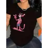 Baskılı Oversize Bisiklet Yaka T-shirt - Beyaz