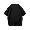 Baskılı Oversize Bisiklet Yaka T-shirt - Siyah