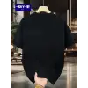Baskılı Oversize Bisiklet Yaka T-shirt - Siyah