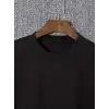 Baskılı Oversize Bisiklet Yaka T-shirt - Siyah