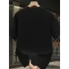 Baskılı Oversize Bisiklet Yaka T-shirt - Siyah