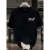 Baskılı Oversize Bisiklet Yaka T-shirt - Siyah