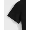 Baskılı Oversize Bisiklet Yaka T-shirt - Siyah
