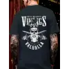 Baskılı Oversize Bisiklet Yaka T-shirt - Siyah