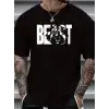 Baskılı Oversize Bisiklet Yaka T-shirt - Siyah