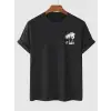Baskılı Oversize Bisiklet Yaka T-shirt - Siyah