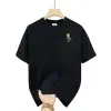Baskılı Oversize Bisiklet Yaka T-shirt - Siyah