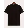 Baskılı Oversize Bisiklet Yaka T-shirt - Siyah