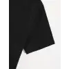 Baskılı Oversize Bisiklet Yaka T-shirt - Siyah