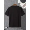 Baskılı Oversize Bisiklet Yaka T-shirt - Siyah