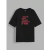 Baskılı Oversize T-shirt - Siyah
