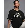 Baskılı Oversize T-shirt - Siyah