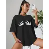 Baskılı T-shirt - Siyah