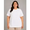 Battal Big Size Basic Tişört Bisiklet Yaka Rahat Kalıp T-Shirt - Beyaz